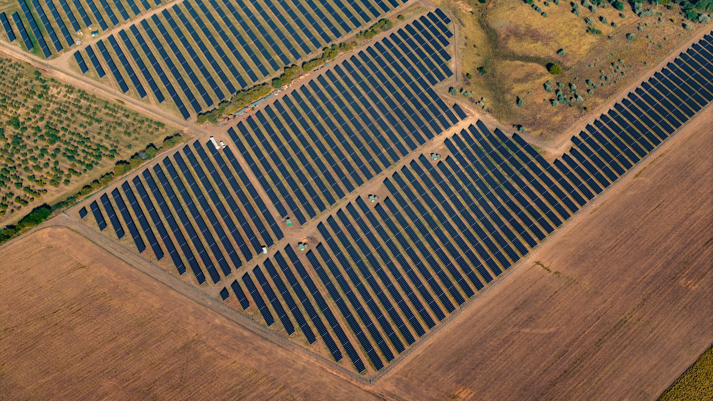 Representative solar farm aerial photography by Vlad Burac, Unsplash